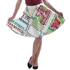 Paris Map A-line Skater Skirt