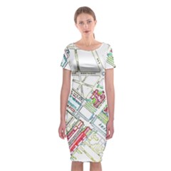 Paris Map Classic Short Sleeve Midi Dress