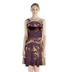 Indian Sleeveless Chiffon Waist Tie Dress by Simbadda