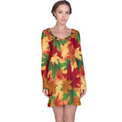 Autumn Leaves Long Sleeve Nightdress