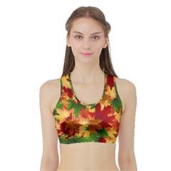 Autumn Leaves Sports Bra With Border by Simbadda