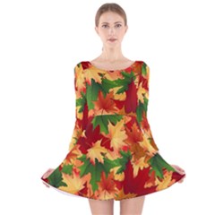 Autumn Leaves Long Sleeve Velvet Skater Dress