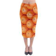 Orange Fruit Midi Pencil Skirt