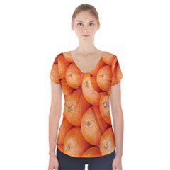 Orange Fruit Short Sleeve Front Detail Top