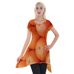 Orange Fruit Short Sleeve Side Drop Tunic