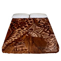 Elephant Aztec Wood Tekture Fitted Sheet (king Size) by Simbadda