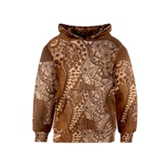 Elephant Aztec Wood Tekture Kids  Pullover Hoodie by Simbadda