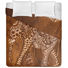 Elephant Aztec Wood Tekture Duvet Cover Double Side (california King Size) by Simbadda