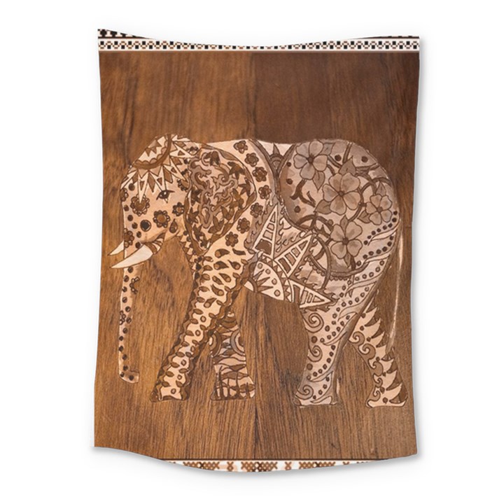 Elephant Aztec Wood Tekture Medium Tapestry