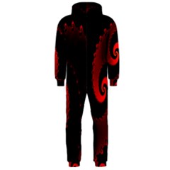 Red Fractal Spiral Hooded Jumpsuit (men) 