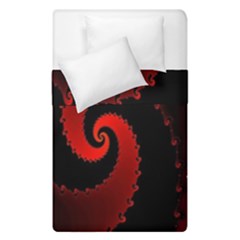 Red Fractal Spiral Duvet Cover Double Side (single Size) by Simbadda