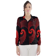 Red Fractal Spiral Wind Breaker (women) by Simbadda