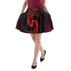 Red Fractal Spiral A-line Pocket Skirt by Simbadda