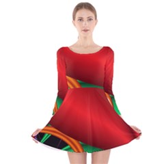 Fractal Construction Long Sleeve Velvet Skater Dress by Simbadda