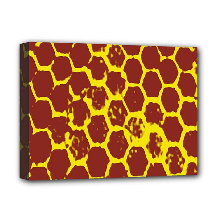 Network Grid Pattern Background Structure Yellow Deluxe Canvas 16  x 12  