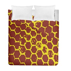 Network Grid Pattern Background Structure Yellow Duvet Cover Double Side (full/ Double Size) by Simbadda