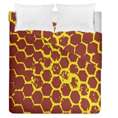 Network Grid Pattern Background Structure Yellow Duvet Cover Double Side (queen Size) by Simbadda