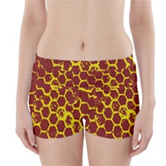 Network Grid Pattern Background Structure Yellow Boyleg Bikini Wrap Bottoms by Simbadda