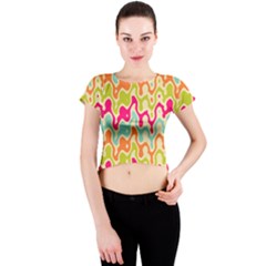 Abstract Pattern Colorful Wallpaper Crew Neck Crop Top by Simbadda