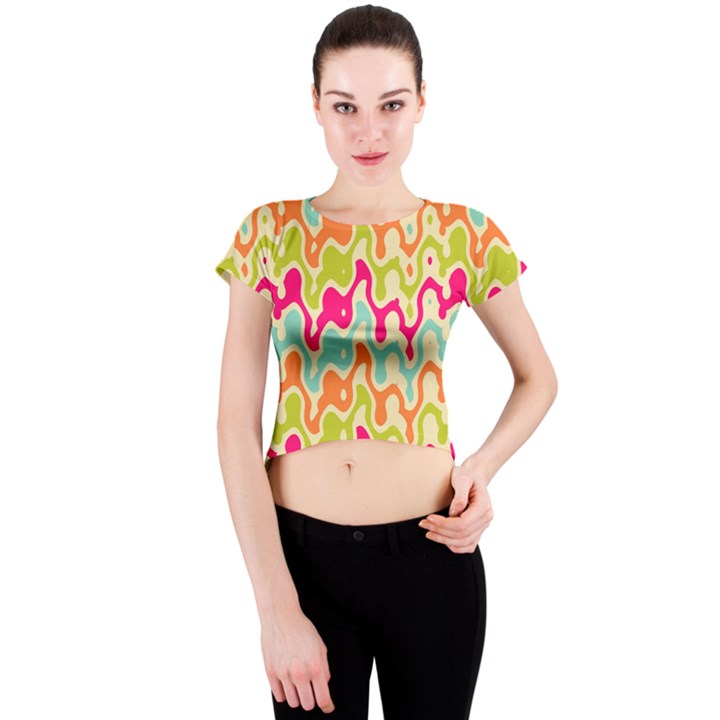 Abstract Pattern Colorful Wallpaper Crew Neck Crop Top