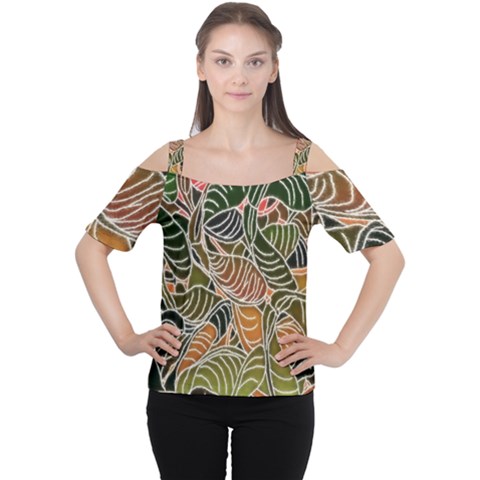 Floral Pattern Background Women s Cutout Shoulder Tee by Simbadda