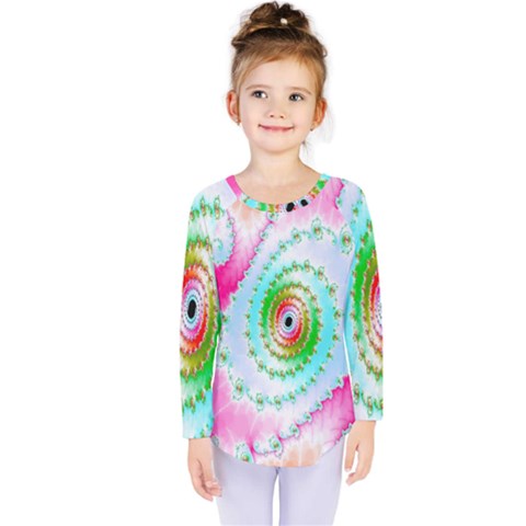 Decorative Fractal Spiral Kids  Long Sleeve Tee by Simbadda