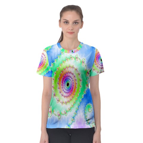 Decorative Fractal Spiral Women s Sport Mesh Tee by Simbadda