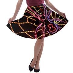 Black Widow Spider, Yellow Web A-line Skater Skirt by Simbadda