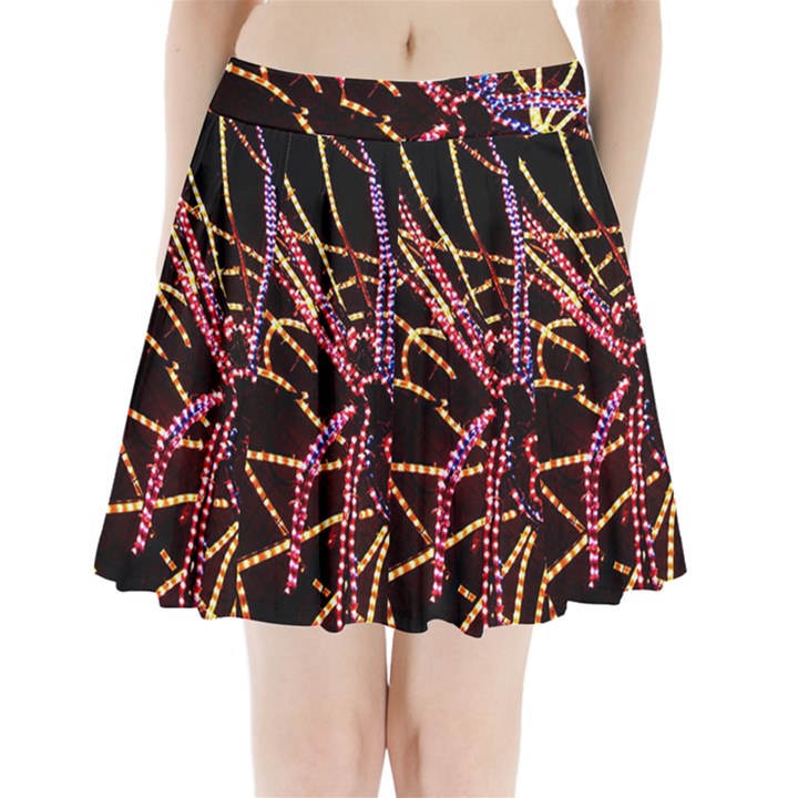 Black Widow Spider, Yellow Web Pleated Mini Skirt