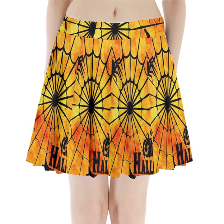 Halloween Weird  Surreal Atmosphere Pleated Mini Skirt