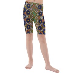 Fleur Flower Porcelaine In Calm Kids  Mid Length Swim Shorts by pepitasart