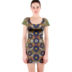 Fleur Flower Porcelaine In Calm Short Sleeve Bodycon Dress