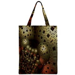 Geometric Fractal Cuboid Menger Sponge Geometry Zipper Classic Tote Bag by Simbadda