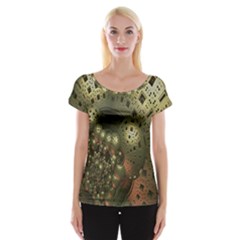 Geometric Fractal Cuboid Menger Sponge Geometry Women s Cap Sleeve Top by Simbadda