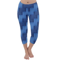 Blue Pattern Capri Winter Leggings  by Valentinaart