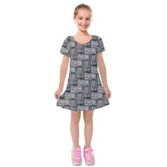 Gray Pattern Kids  Short Sleeve Velvet Dress by Valentinaart