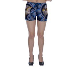 Fractal Tech Disc Background Skinny Shorts by Simbadda