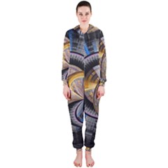 Fractal Tech Disc Background Hooded Jumpsuit (ladies) 