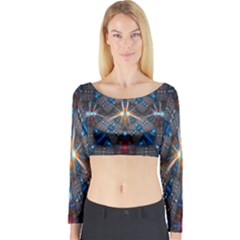 Fancy Fractal Pattern Long Sleeve Crop Top by Simbadda