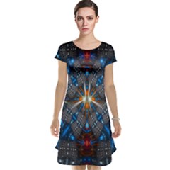 Fancy Fractal Pattern Cap Sleeve Nightdress by Simbadda