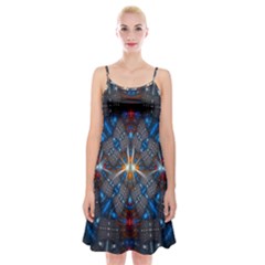 Fancy Fractal Pattern Spaghetti Strap Velvet Dress by Simbadda