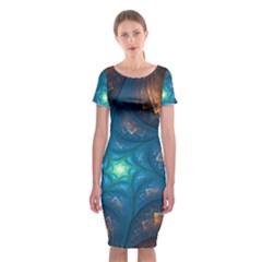 Fractal Star Classic Short Sleeve Midi Dress by Simbadda