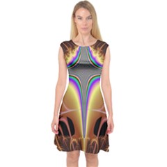 Symmetric Fractal Capsleeve Midi Dress by Simbadda