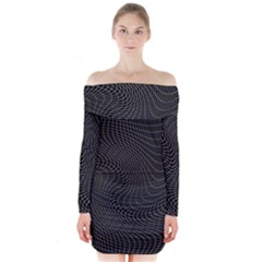 Distorted Net Pattern Long Sleeve Off Shoulder Dress by Simbadda