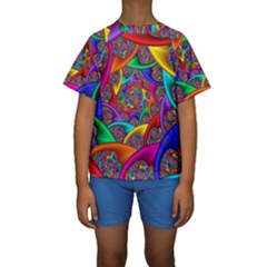 Color Spiral Kids  Short Sleeve Swimwear by Simbadda