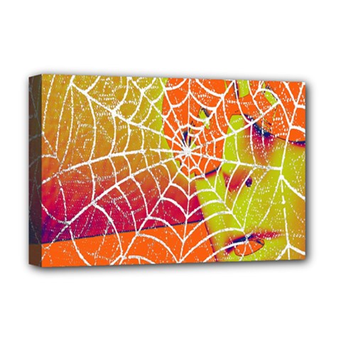 Orange Guy Spider Web Deluxe Canvas 18  X 12   by Simbadda