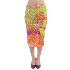 Orange Guy Spider Web Midi Pencil Skirt by Simbadda