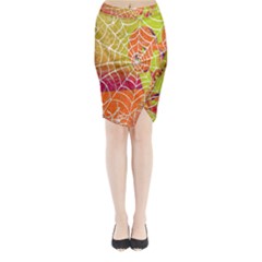 Orange Guy Spider Web Midi Wrap Pencil Skirt by Simbadda