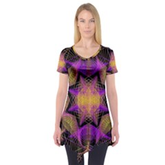 Pattern Design Geometric Decoration Short Sleeve Tunic  by Simbadda