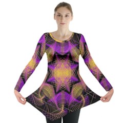 Pattern Design Geometric Decoration Long Sleeve Tunic  by Simbadda